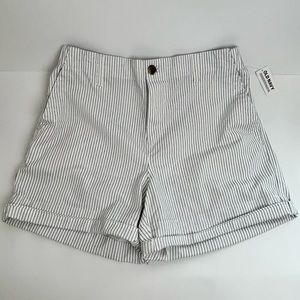 Old Navy Mid Rise Everyday Striped Shorts Seersucker Women Blue White Size M